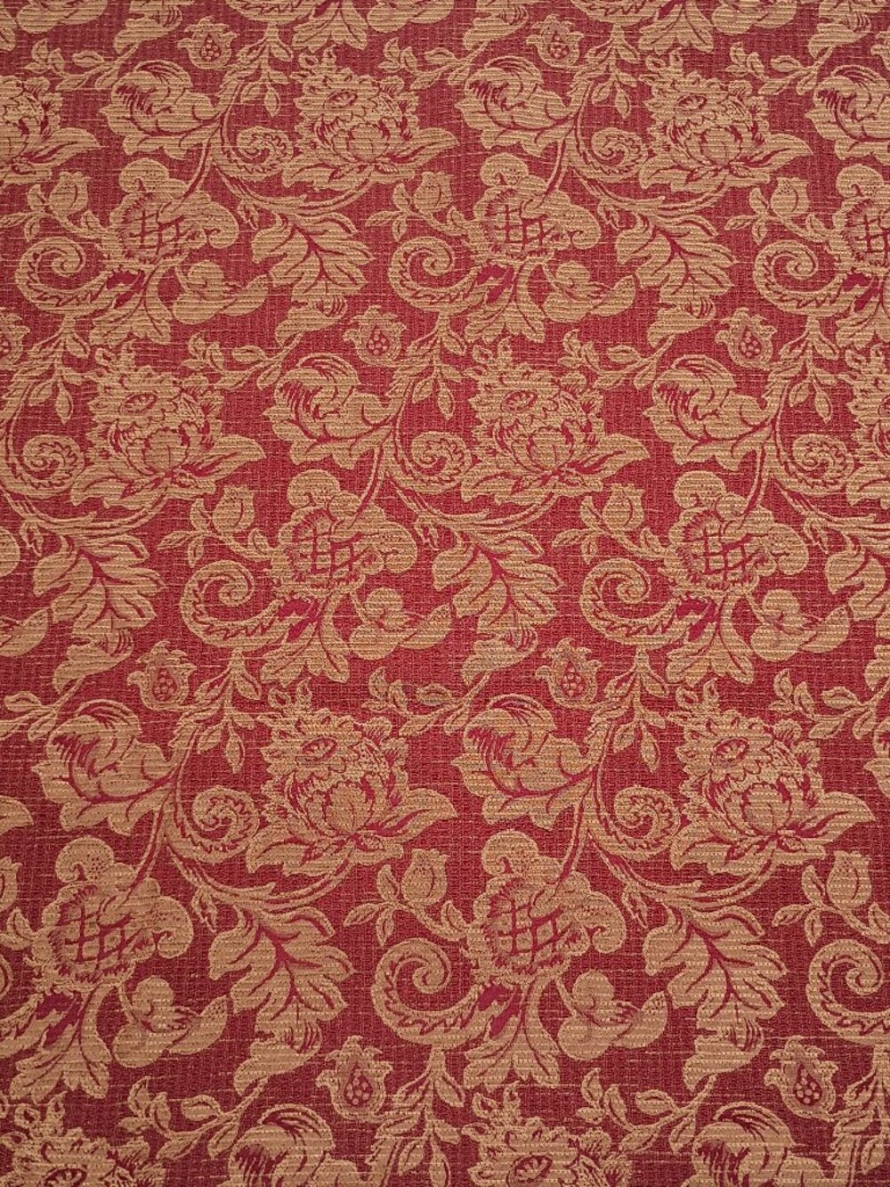 5 yd Mastercraft Fabrics Red Gold Floral Upholstery Fabric Amelia Garden Vintage